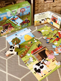 Sassi Book and Giant Puzzle - Farm Friends, 30 pcs