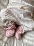 Soft Pink Bonnet and Bootie Sets (with pompom)
