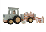 Little Dutch Little Farm Tractor With Trailer Wooden Baby Toy