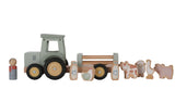 Little Dutch Little Farm Tractor With Trailer Wooden Baby Toy