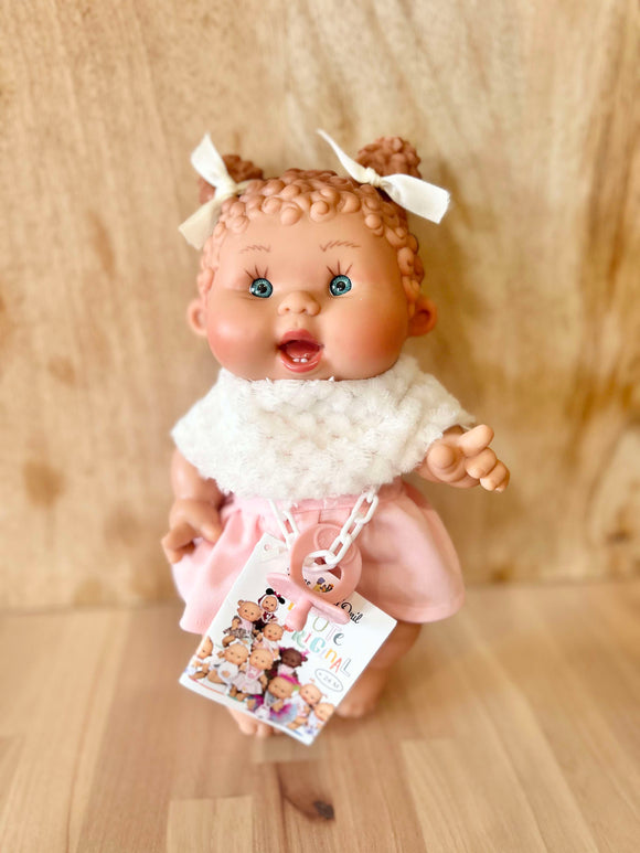 Baby Doll Pepote with Bows and Curly Hair