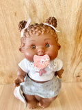 Baby Doll Pepote Cute Buns and Denim Skirt