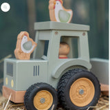 Little Dutch Little Farm Tractor With Trailer Wooden Baby Toy