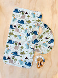 Sunny Dino Bib and Burp Cloth Set