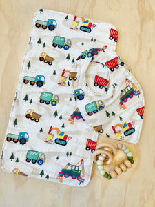 Digger & Truck Bib and Burp Cloth Set