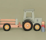 Little Dutch Little Farm Tractor With Trailer Wooden Baby Toy