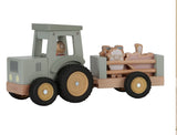 Little Dutch Little Farm Tractor With Trailer Wooden Baby Toy