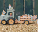 Little Dutch Little Farm Tractor With Trailer Wooden Baby Toy