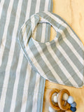 Soft Blue Strip Bib and Burp Cloth Set