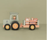 Little Dutch Little Farm Tractor With Trailer Wooden Baby Toy