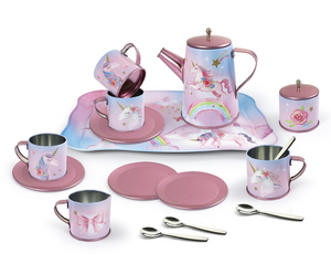 RAINBOW UNICORN TIN TEA MUG SET IN SUITCASE 18PCS