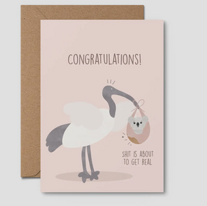 Congratulations! Funny Baby Shower Card, Newborn, Australian