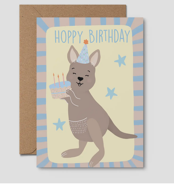 Kangaroo Cake Greeting Card, Happy Birthday, Kids Birthday