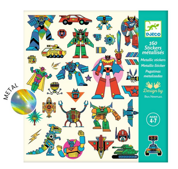 Robot 160 Metallic Stickers