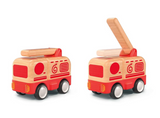 Wooden friction fire truck with sound & light
