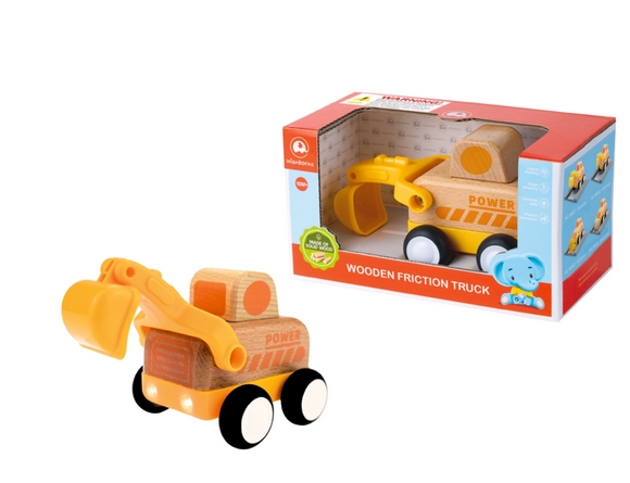 Wooden friction digger with sound and light