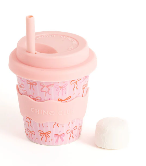 Bows Babychino Cup 4oz (Comes with pink straw)