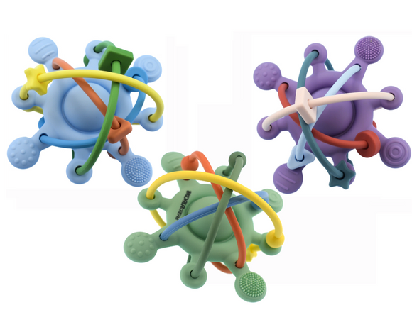 Silicone sensory space rattle teether