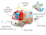 Wooden Ambulance and accessories with sound and light