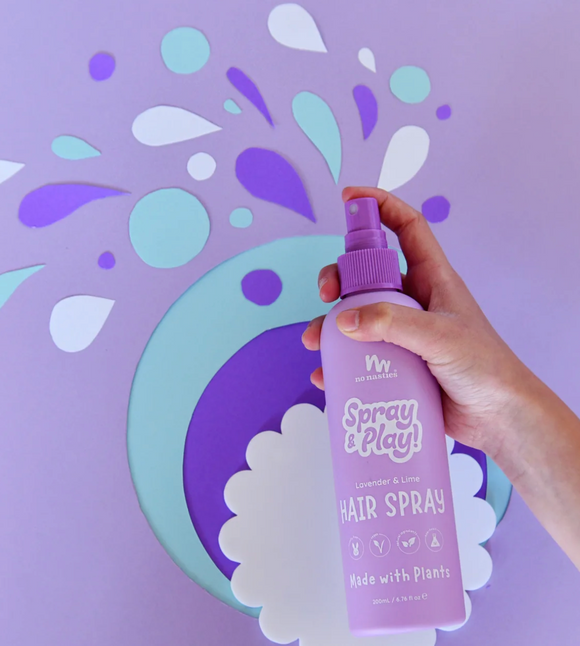 No Nasties Kids Plant Based Alcohol Free Hair Spray in Calming Lavender and Fresh Lime 200ml