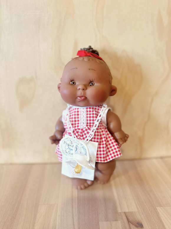 Baby Doll Pepote Original By Nines D'onil (Red checkered dress & little bun)