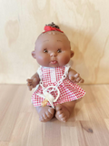 Baby Doll Pepote Original By Nines D'onil (Red checkered dress & little bun)