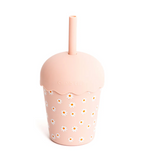 Pink Daisy Mini Smoothie Cup & Straw 200ml