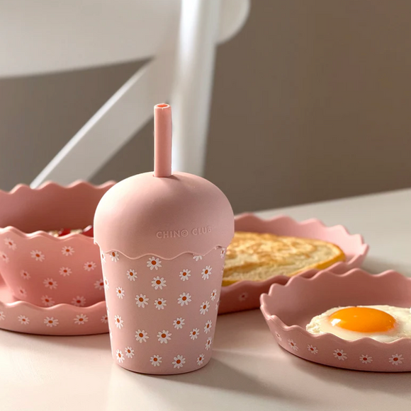 Pink Daisy Mini Smoothie Cup & Straw 200ml