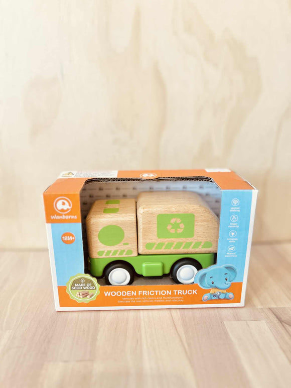 WOODEN FRICTION TRUCK RECYCLING WITH SOUND AND LIGHT