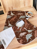 Brown Dino Bib & Burp Cloth Set