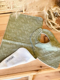 Gum leaf green leafy Bib & Burp Cloth Set