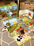 Sassi Book and Giant Puzzle - Farm Friends, 30 pcs
